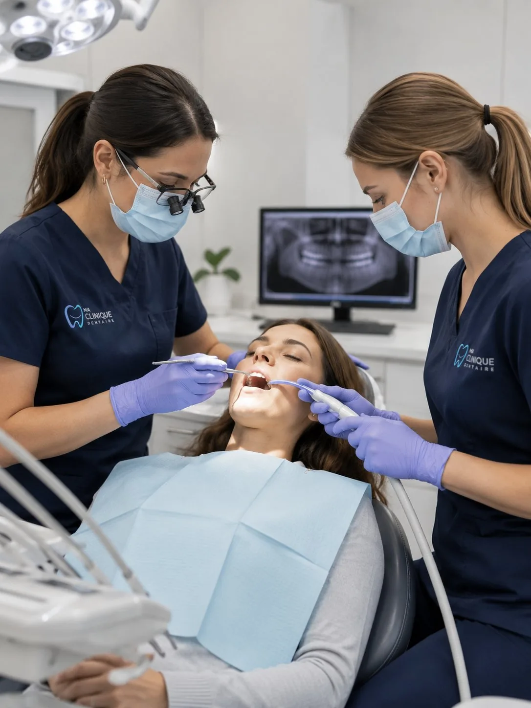 Examen dentaire en clinique