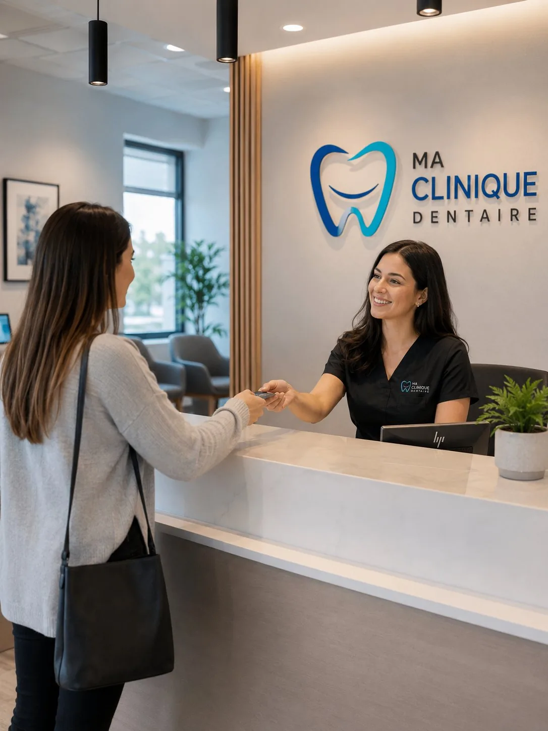 Accueil d'un patient à la réception